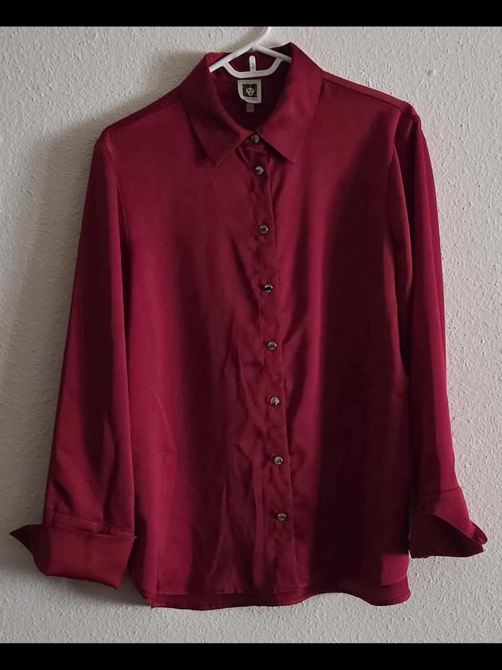 Anne Klein Burgundy Button-Down Blouse (Sz. L)